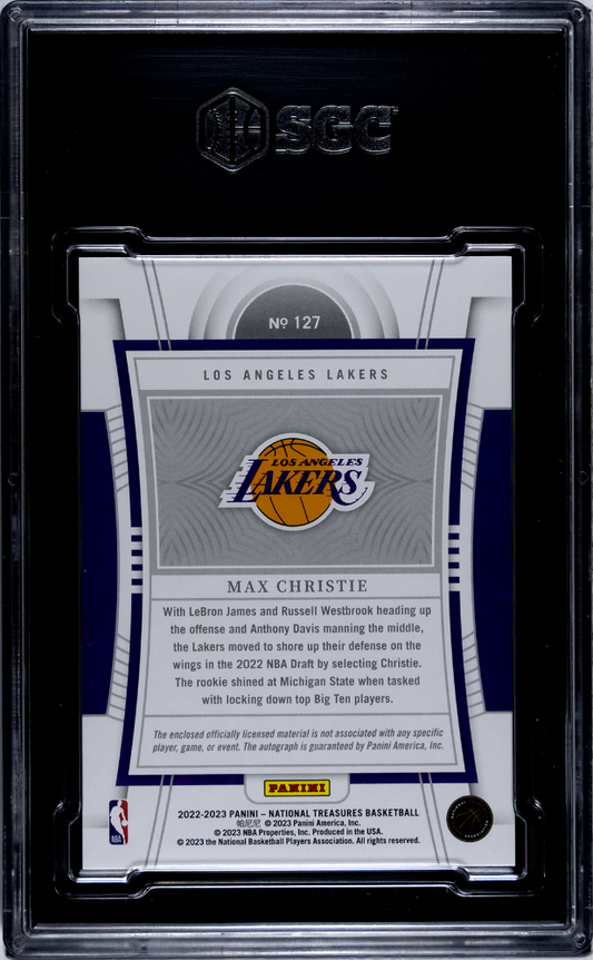 2022 Panini National Max Christie #127 Rookie Patch Auto Red SGC 9.5 Auto 10