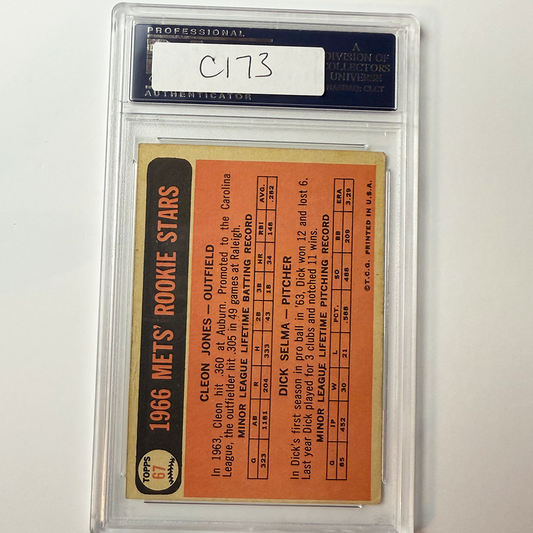 Cleon Jones Signed 1966 Topps Rookie #67 Last Out 1969 PSA Auto Authentic