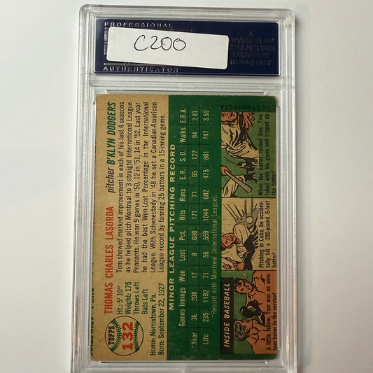 Tommy Lasorda Signed 1954 Topps Rookie #132 HOF 97 PSA Auto Authentic