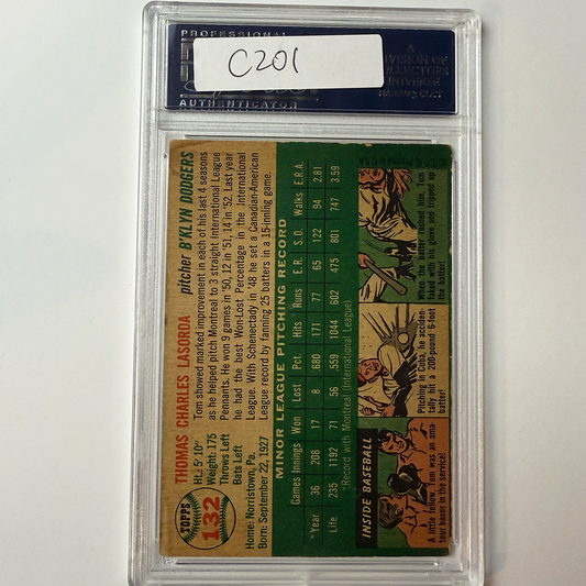 Tommy Lasorda Signed 1954 Topps Rookie #132 HOF 97 PSA Auto Authentic
