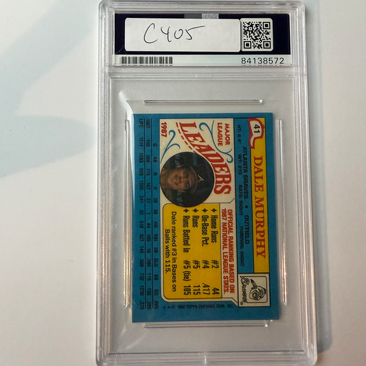 Dale Murphy Signed 1988 Topps Leaders #41 PSA Auto Authentic