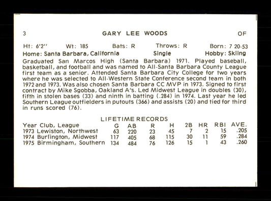 Gary Woods Autographed 1976 Cramer Rookie Card #3 Tucson Toros SKU #172163