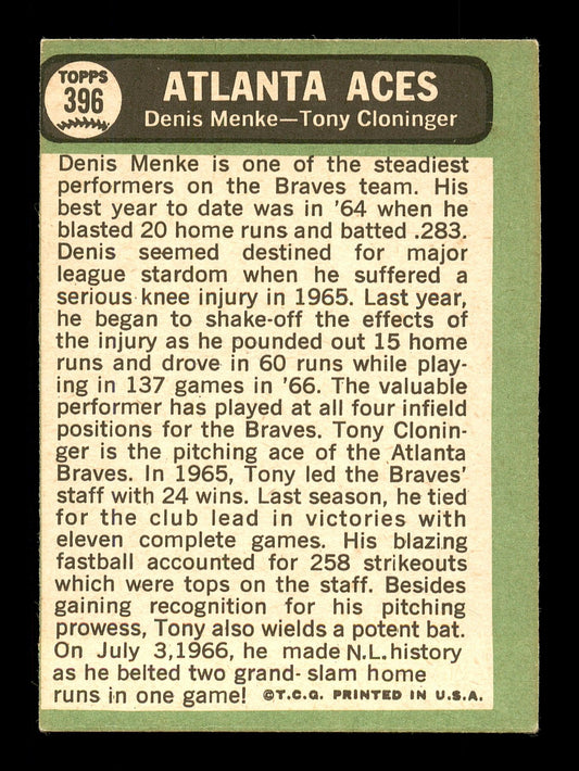 Tony Cloninger Autographed 1967 Topps Card #396 Atlanta Braves SKU #170877