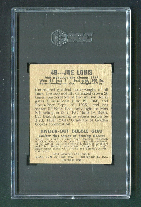 1948 Leaf Gum Co. #48 Joe Louis SGC Authentic Heavyweight Champion Boxing Card