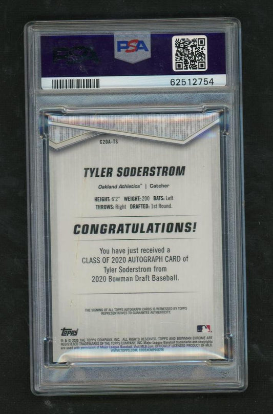 2020 Bowman Draft Class of '20 Autograph Gold Refractor Tyler Soderstrom #C20ATS /50 PSA 9