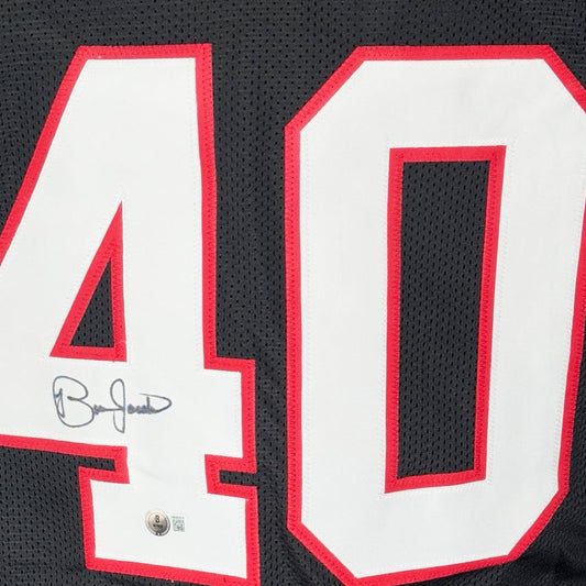 Brian Jordan Signed Atlanta Black Football Jersey (Beckett)