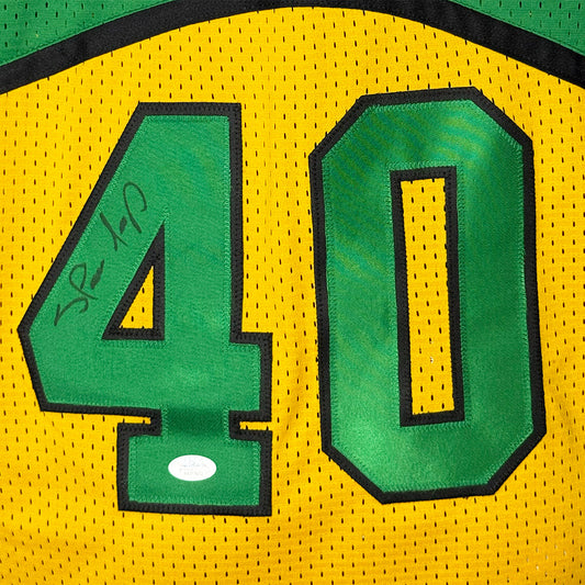 Shawn Kemp Signed Seattle Yellow Basketball Jersey (JSA)