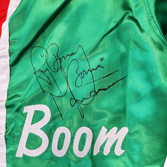 Ray "Boom Boom" Mancini Signed Green Boxing Trunks (JSA)