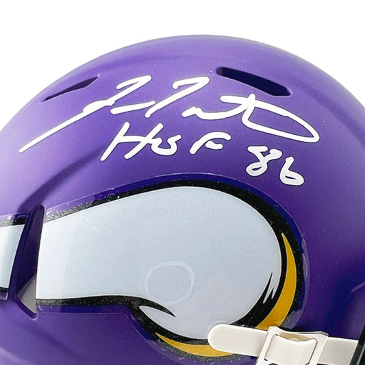Fran Tarkenton Signed HOF 86 Inscription Minnesota Vikings Speed Mini Football Helmet (Beckett)