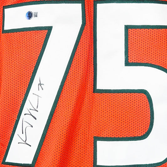 Vince Wilfork Signed Miami College Orange Football Jersey (Beckett)