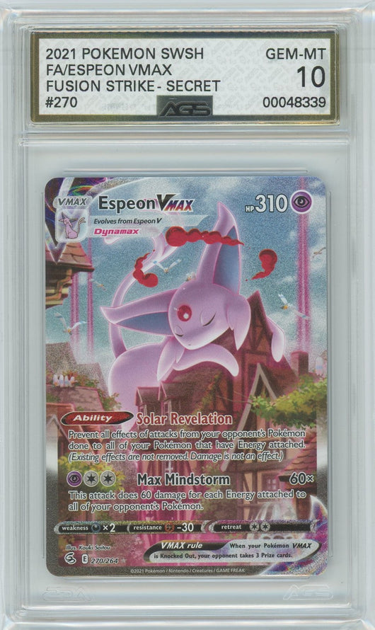 AGS (GEM-MT 10) Espeon VMAX #270 - Fusion Strike (#00048339)