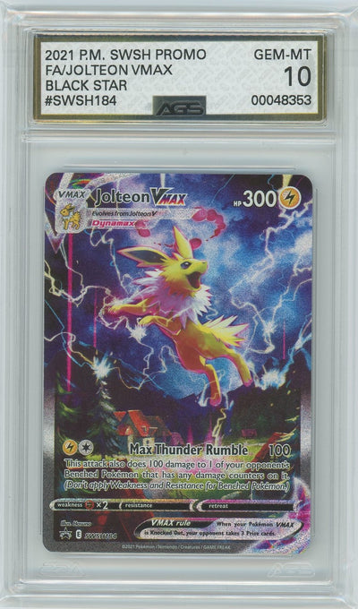 AGS (GEM-MT 10) Jolteon VMAX #SWSH184 - Sword & Shield Promos (#00048353)