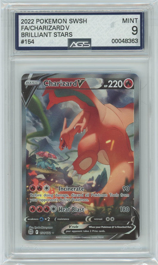 AGS (MINT 9) Charizard V #154 - Brilliant Stars (#00048363)