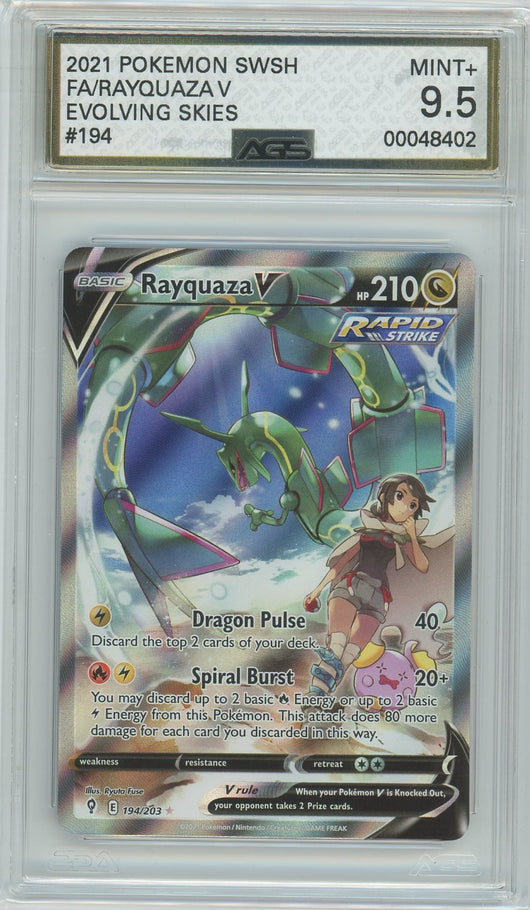 AGS (MINT+ 9.5) Rayquaza V #194 - Evolving Skies (#00048402)