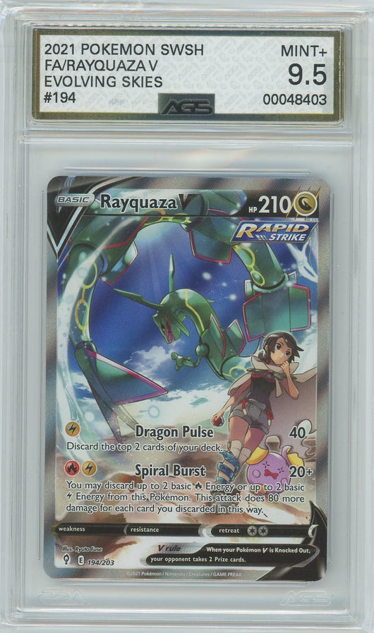 AGS (MINT+ 9.5) Rayquaza V #194 - Evolving Skies (#00048403)