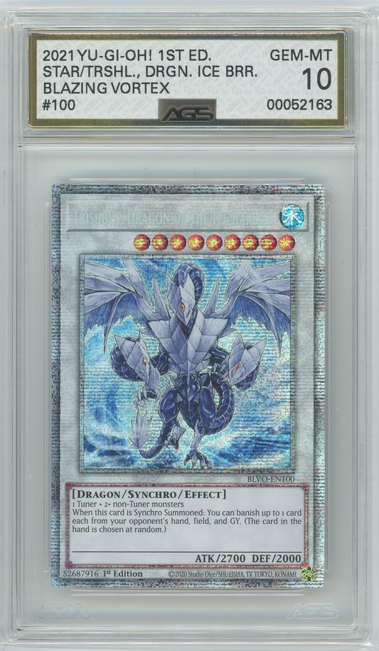 AGS (GEM-MT 10) Trishula, Dragon of the Ice Barrier - Starlight Rare - BLVO-EN100 - Blazing Vortex (#00052163)