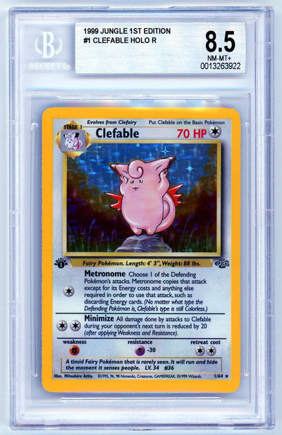 BGS 8.5 (NM-MT+) Clefable Holo - 1999 Pokemon Jungle 1st Edition (#0013263922)