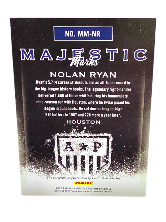2023 Panini America's Pastime Majestic Marks Nolan Ryan #MM-NR 3 / 3