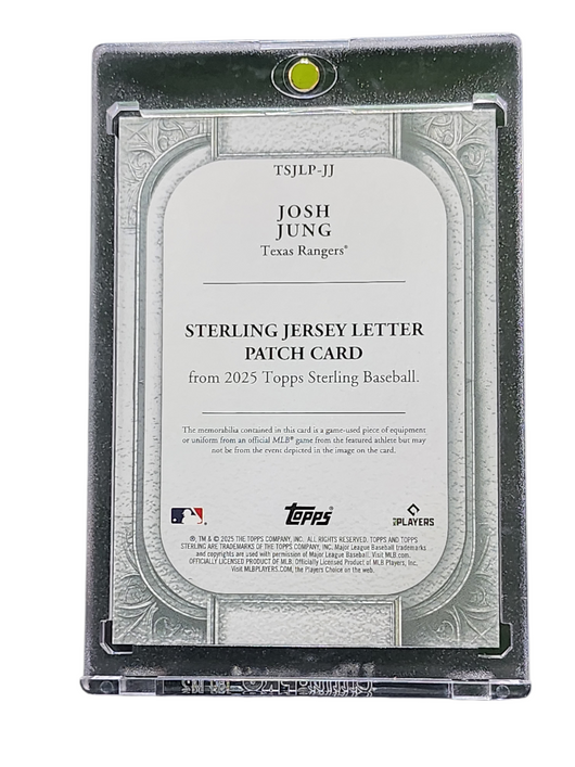 2025 Topps Sterling Josh Jung #TSJLP-JJ Game-Used Jersey Letter Patch Card