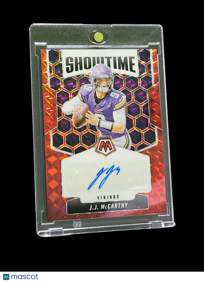 2025 Panini Mosaic Showtime J.J. McCarthy #SOS-JJM Red Prizm 097/199