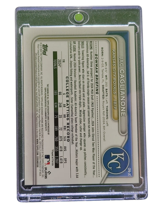 2024 Bowman Chrome Jac Caglianone #CPA-JC Green Refractor 76/99 1st Bowman
