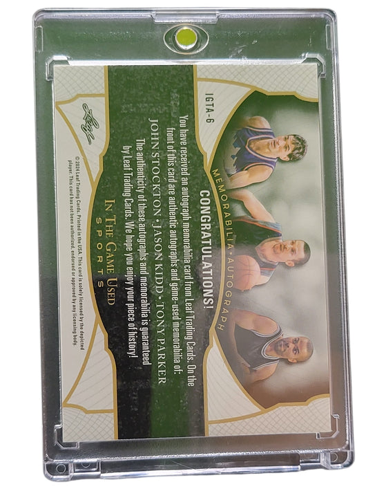 2024 Leaf John Stockton Jason Kidd Tony Parker #IGTA-6 Triple 3 / 5 Triple Auto