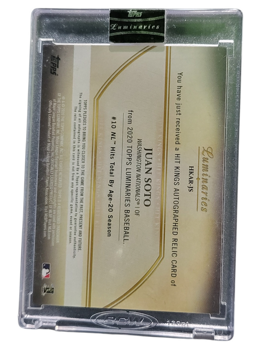 2020 Topps Luminaries Juan Soto #HKAR-JS Game Used Memorabilia Auto Relic Card