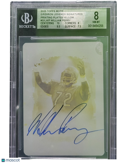 2023 Topps Motif Gridiron Legends Yellow William Perry #GILWP BGS Auto 9