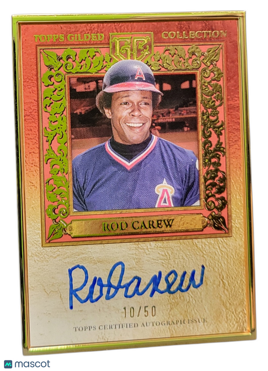 2025 Topps Gilded Rod Carew #HAFA-RC Gold Framed Hall of Famers Auto /50