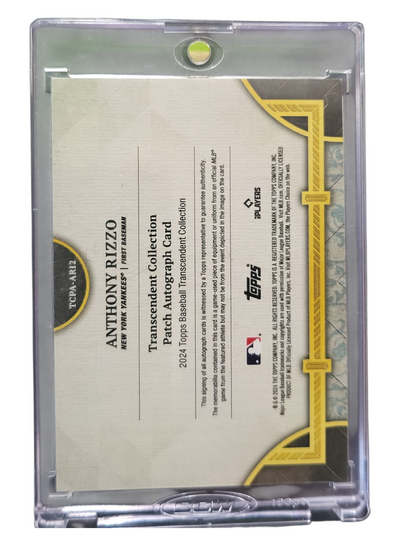 2024 Topps Transcedent Anthony Rizzo #TCPA-AR12 /15 Used Memo Patch Auto Card