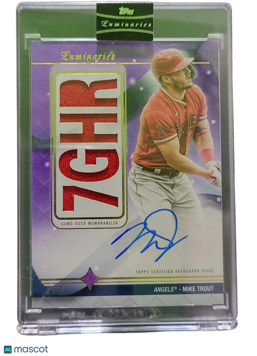 2023 Topps Mike Trout #HRKAR-MT1 Purple Home Run Kings Auto Relic Game-Used