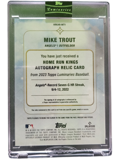 2023 Topps Mike Trout #HRKAR-MT1 Purple Home Run Kings Auto Relic Game-Used