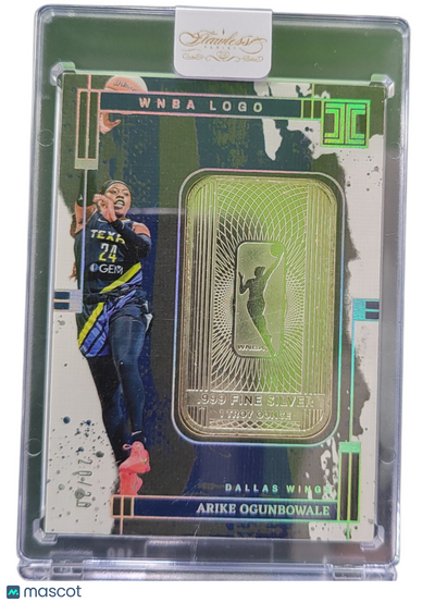 2025 Panini Impeccable Arike Ogunbowale #9 1 Troy Ounce .999 Fine Silver Bar 0./