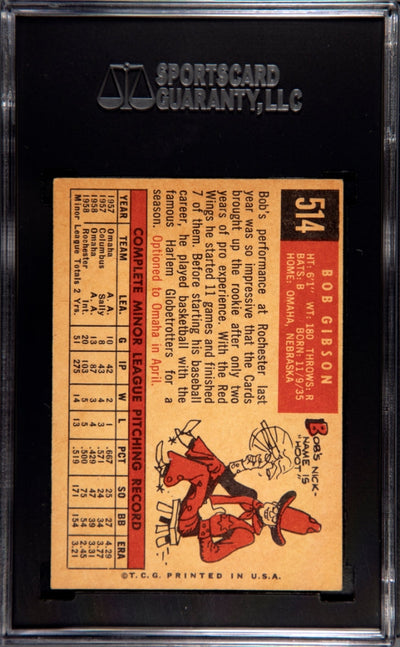 1959 Topps #514 Bob Gibson SGC 4