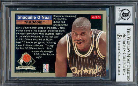 Shaquille Shaq O'Neal Autographed 1992-93 Fleer Ultra Rejector Rookie Card #4 Orlando Magic Auto Grade Gem Mint 10 Beckett BAS #13017495