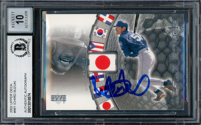 Ichiro Suzuki Autographed 2002 Upper Deck World Stars Card #461 Seattle Mariners Auto Grade Gem Mint 10 Beckett BAS #13018574