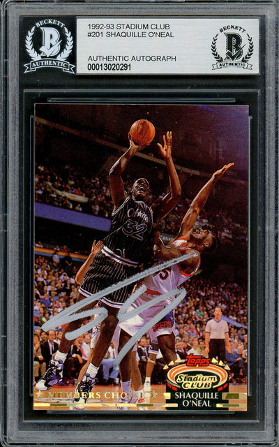 Shaquille Shaq O'Neal Autographed 1992-93 Stadium Club Members Only Rookie Card #201 Orlando Magic Beckett BAS #13020291