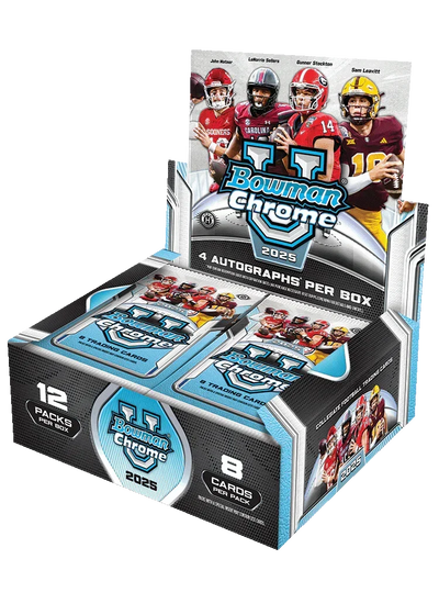 2025 Bowman Chrome University Football Jumbo 8 Box Case