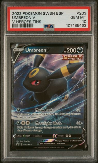[PSA 10 - GEM MT] UMBREON V #203 - V Heroes Tins - Pokemon SWSH Black Star Promo (2022)