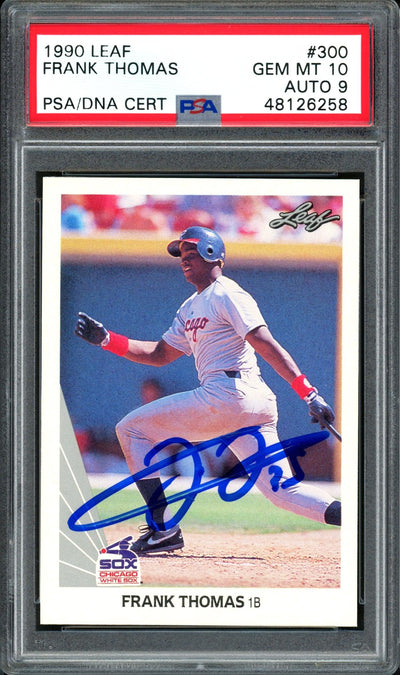 Frank Thomas Autographed 1990 Leaf Rookie Card #300 Chicago White Sox Auto Grade 9 Card Grade Gem-MT 10 PSA/DNA #48126258