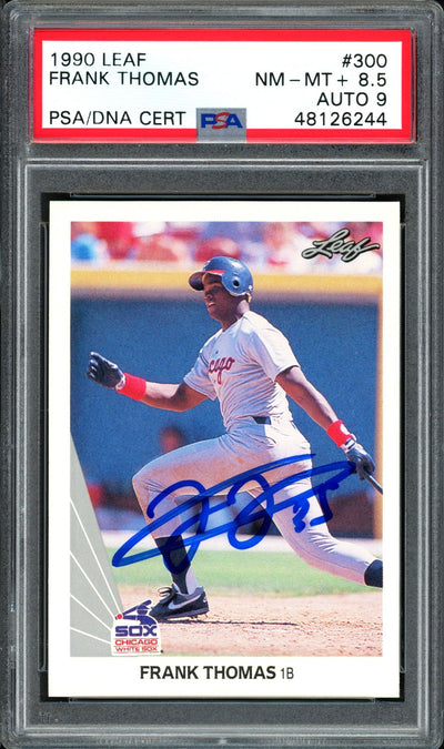 Frank Thomas Autographed 1990 Leaf Rookie Card #300 Chicago White Sox Auto Grade 9 Card Grade 8.5 PSA/DNA #48126244