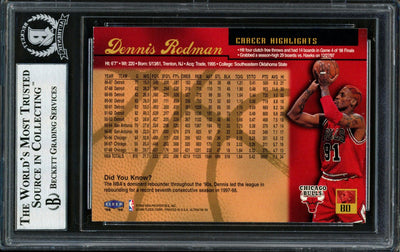 Dennis Rodman Autographed 1998-99 Fleer Ultra Card #80 Chicago Bulls Beckett BAS #12517204