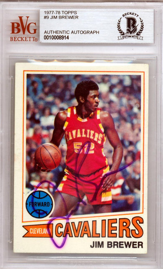 Jim Brewer Autographed 1977 Topps Card #9 Cleveland Cavaliers Beckett BAS #10008914