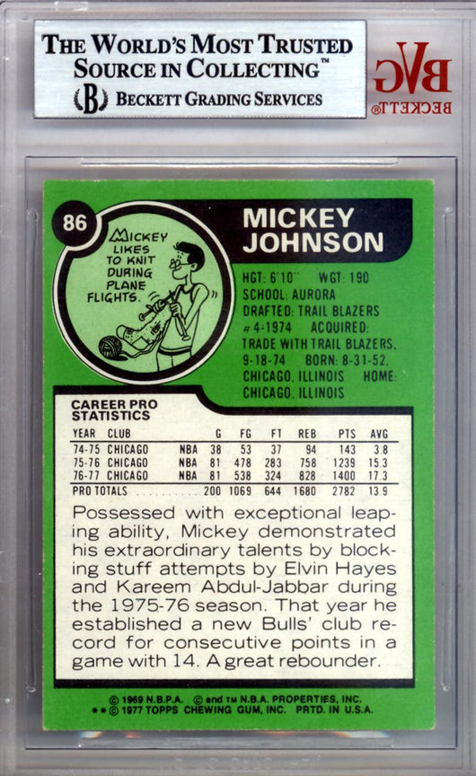 Mickey Johnson Autographed 1977 Topps Card #86 Chicago Bulls Beckett BAS #10008963