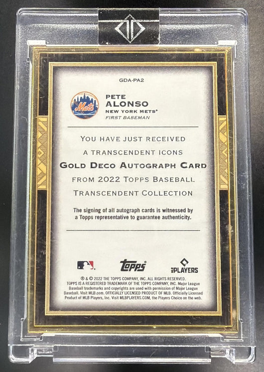 2022 Topps Transcendent Collection Pete Alonso #GDA-PA2 Icons Gold Deco Variation Auto 1/1
