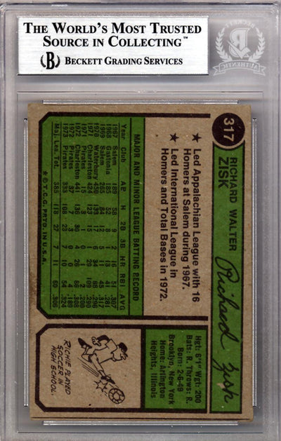 Richie Zisk Autographed 1974 Topps Card #317 Pittsburgh Pirates Beckett BAS #10210153