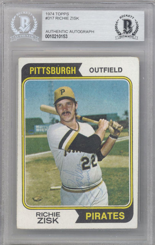 Richie Zisk Autographed 1974 Topps Card #317 Pittsburgh Pirates Beckett BAS #10210153