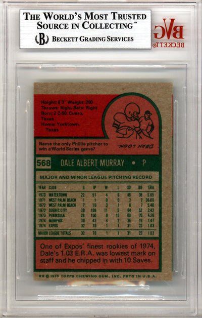 Dale Murray Autographed 1975 Topps Mini Card #568 Montreal Expos Beckett BAS #10211289