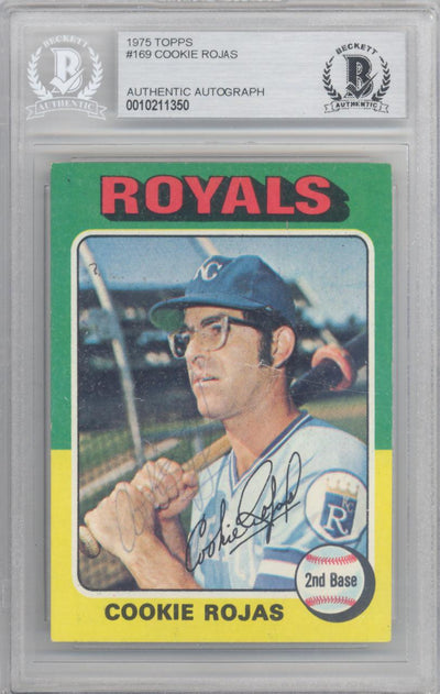 Cookie Rojas Autographed 1975 Topps Card #169 Kansas City Royals Beckett BAS #10211350