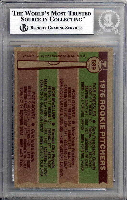 Rob Dressler & Bob Mcclure Autographed 1976 Topps Rookie Card #599 Beckett BAS #10211401